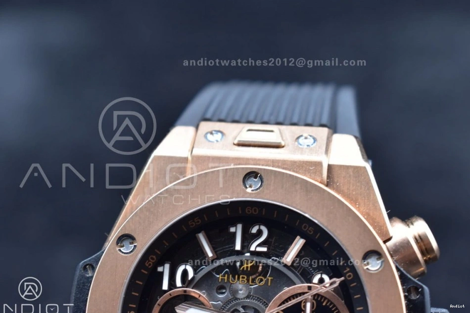 Black RG Edition ZF Big Unico Rubber 1:1 Strap on Hublot Skeleton A1280 Best Dial Bang 0801